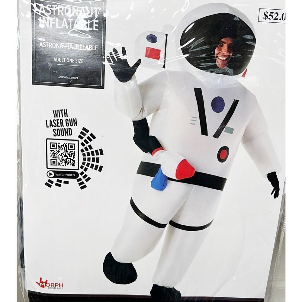 Morph Astronaut Inflatable Costume, Sound Battery Pack & Fan Adult Size New Hall